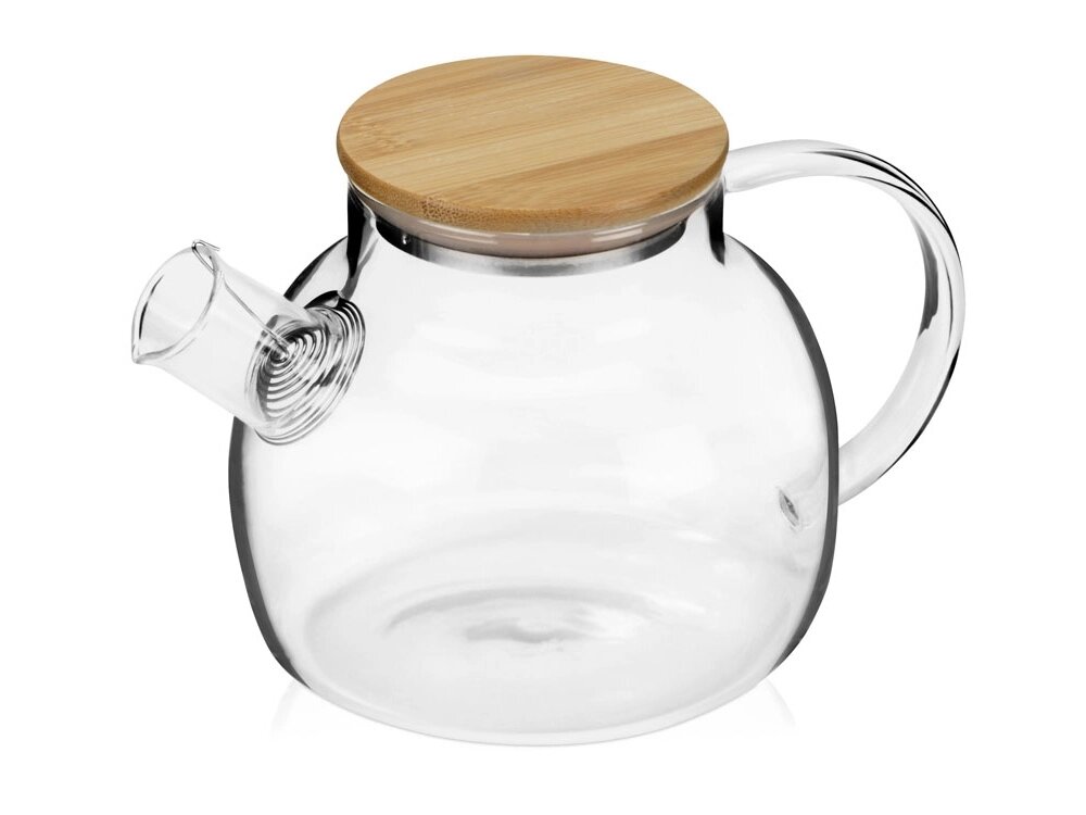 Стеклянный заварочный чайник Sencha с бамбуковой крышкой от компании ТОО VEER Company Group / Одежда и сувениры с логотипом - фото 1