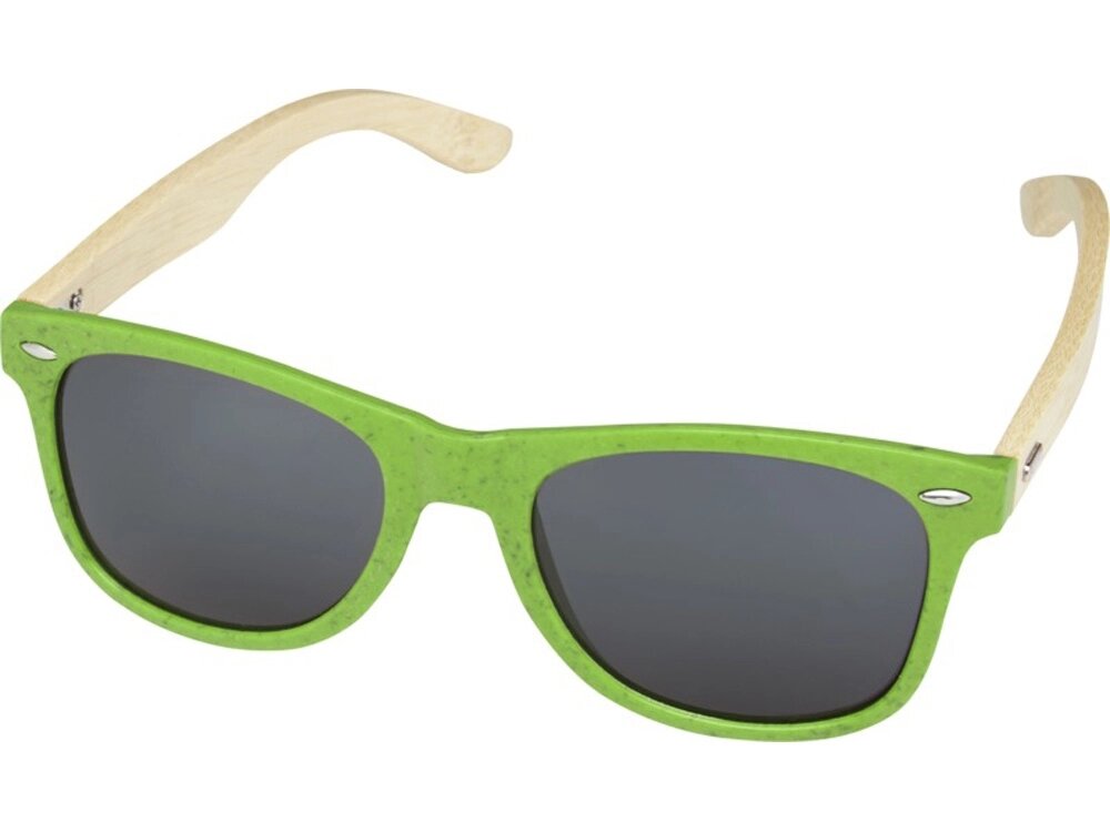 Sun Ray очки с бамбуковой оправой, зеленый лайм от компании ТОО VEER Company Group / Одежда и сувениры с логотипом - фото 1
