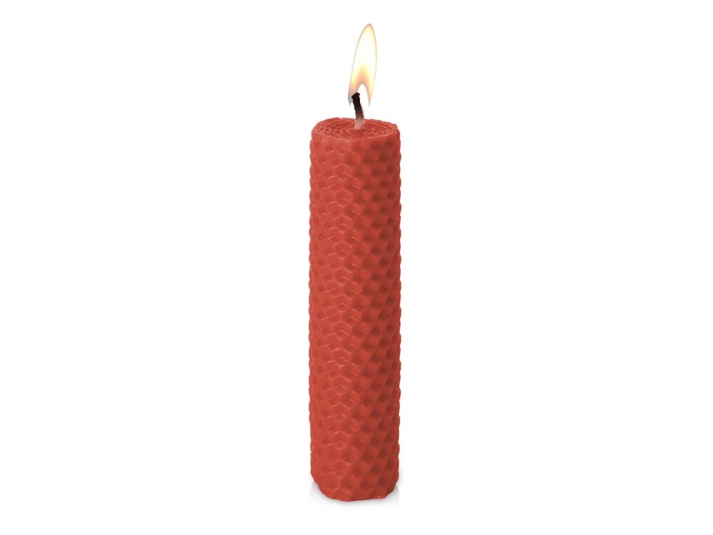 Свеча из вощины 3 х 12,5 см с деревянным ярлыком, красный от компании ТОО VEER Company Group / Одежда и сувениры с логотипом - фото 1