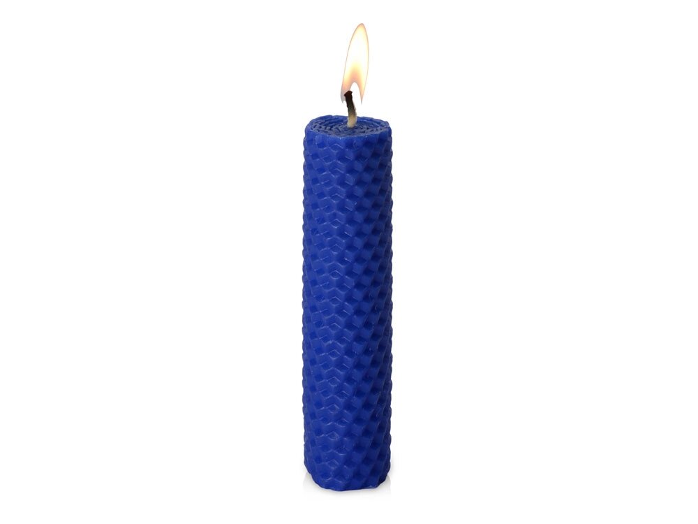 Свеча из вощины 3 х 12,5 см с деревянным ярлыком, синий от компании ТОО VEER Company Group / Одежда и сувениры с логотипом - фото 1