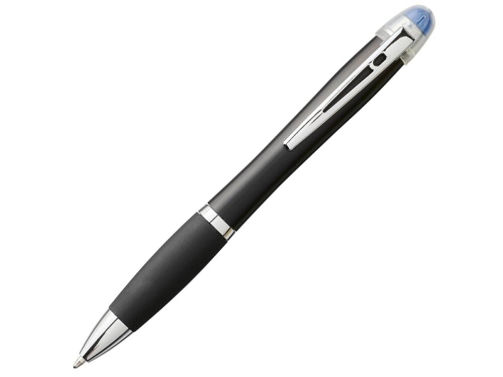 Светящаяся шариковая ручка Nash со светящимся черным корпусом и рукояткой, синий от компании ТОО VEER Company Group / Одежда и сувениры с логотипом - фото 1