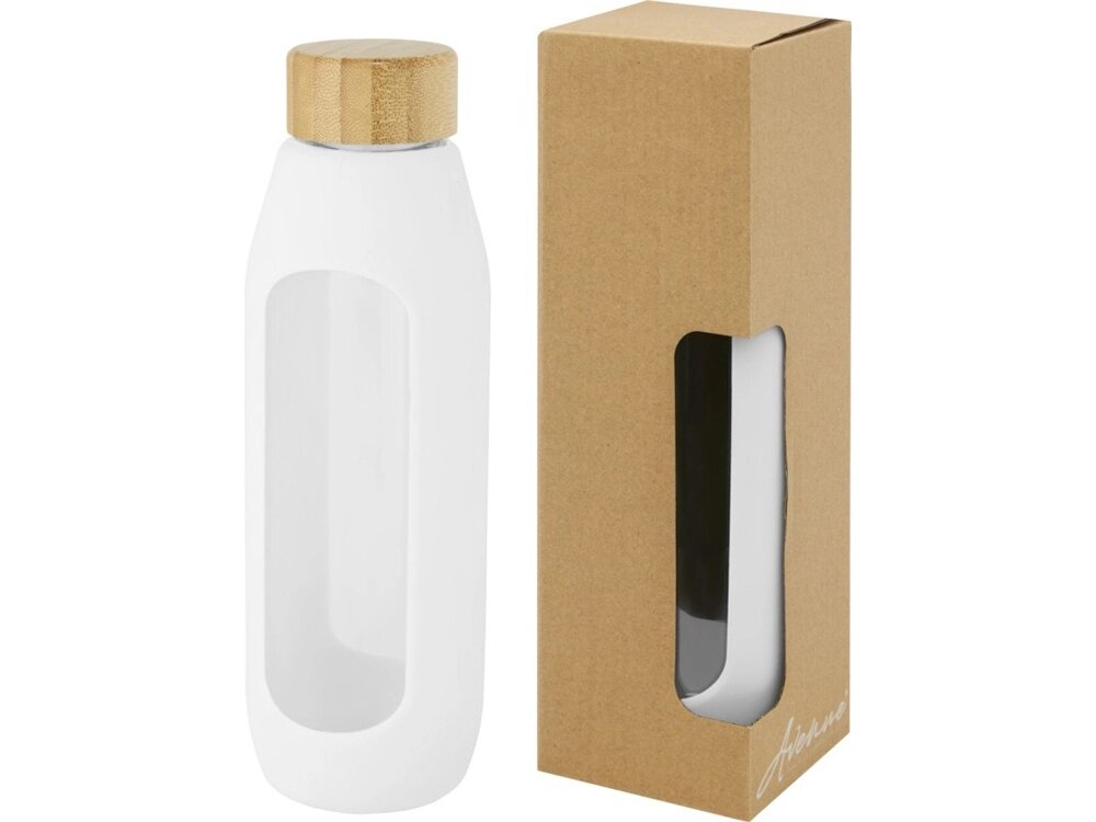 Tidan Бутылка из боросиликатного стекла объемом 600 мл с силиконовым держателем, белый от компании ТОО VEER Company Group / Одежда и сувениры с логотипом - фото 1