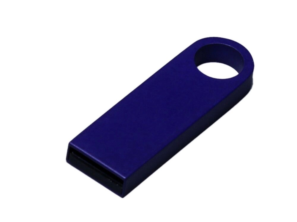 USB 2.0-флешка на 8 Гб с мини чипом и круглым отверстием, синий от компании ТОО VEER Company Group / Одежда и сувениры с логотипом - фото 1