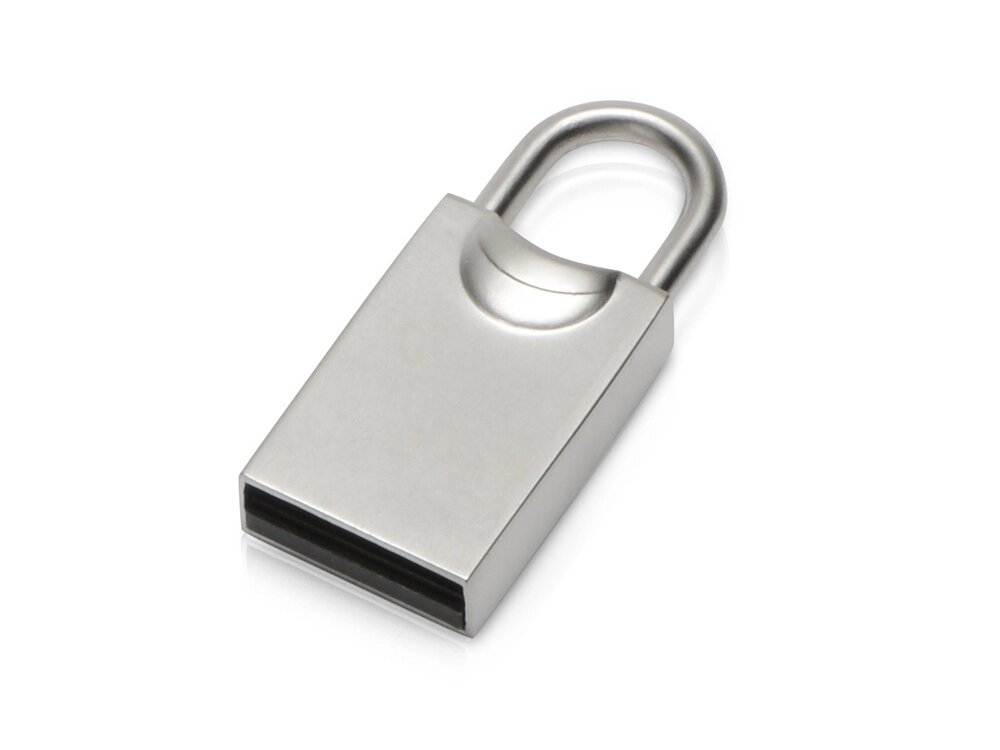 USB-флешка 2.0 на 16 Гб Lock, серебристый от компании ТОО VEER Company Group / Одежда и сувениры с логотипом - фото 1