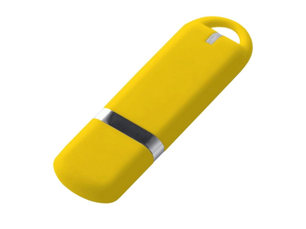 USB-флешка на 16 ГБ 3.0 USB, с покрытием soft-touch, жёлтый от компании ТОО VEER Company Group / Одежда и сувениры с логотипом - фото 1