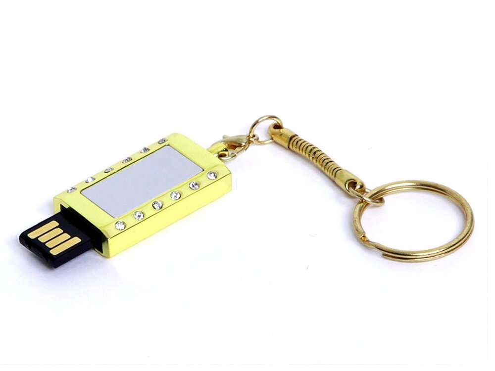 USB-флешка на 8 Гб в виде Кулона с кристаллами, мини чип, золотой от компании ТОО VEER Company Group / Одежда и сувениры с логотипом - фото 1