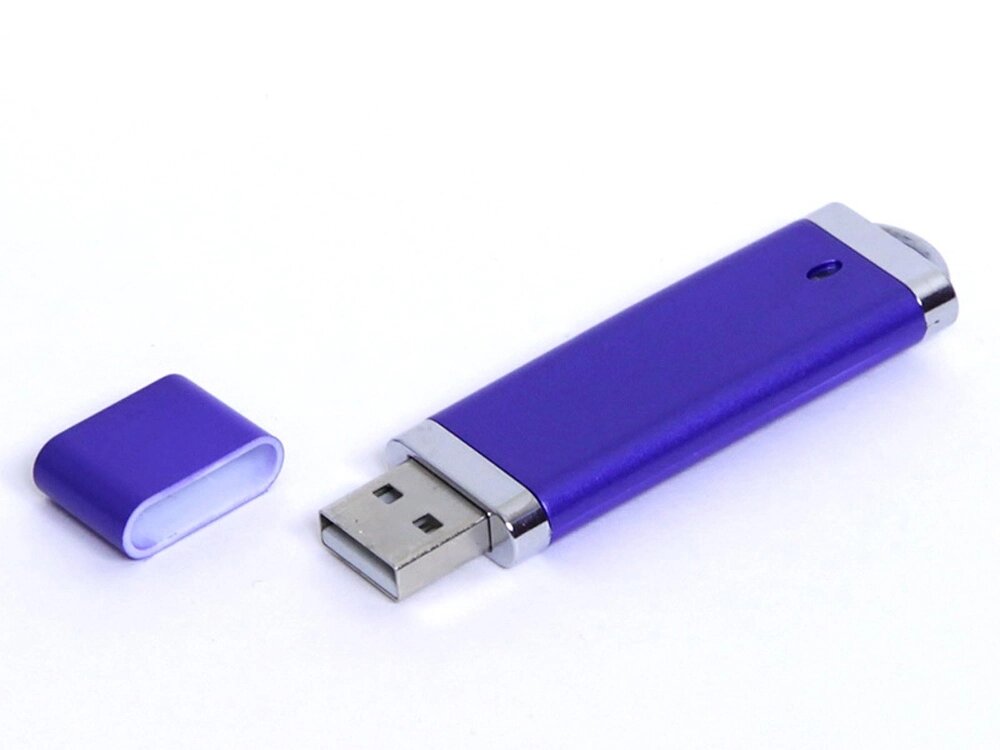 USB-флешка промо на 128 Гб прямоугольной классической формы, синий от компании ТОО VEER Company Group / Одежда и сувениры с логотипом - фото 1