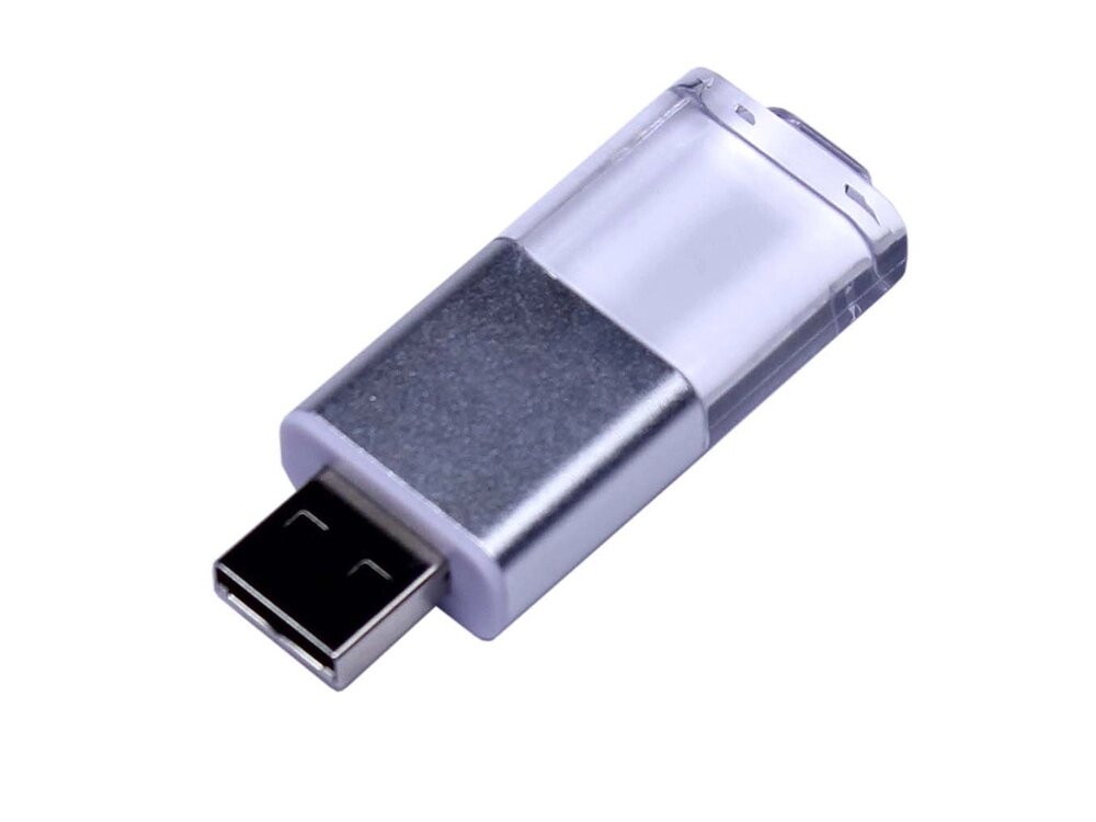 USB-флешка промо на 16 Гб прямоугольной формы, выдвижной механизм, белый от компании ТОО VEER Company Group / Одежда и сувениры с логотипом - фото 1