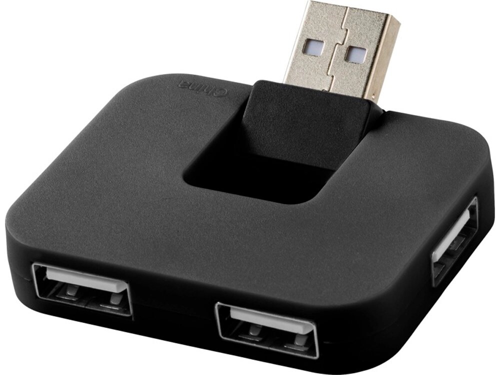 USB Hub Gaia на 4 порта, черный от компании ТОО VEER Company Group / Одежда и сувениры с логотипом - фото 1