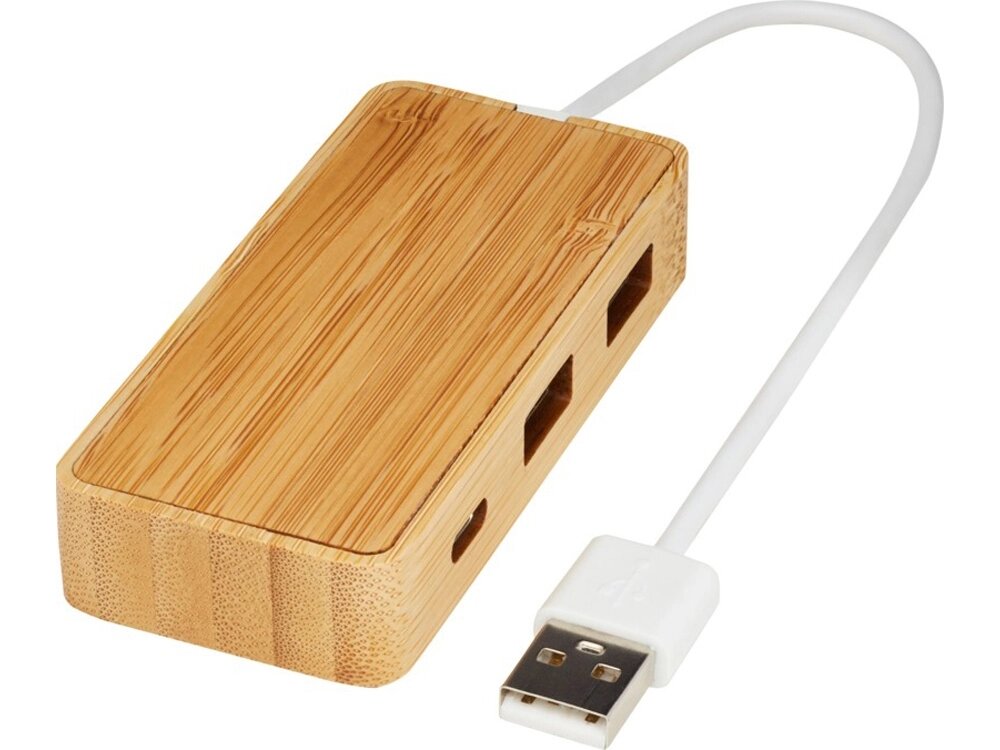 USB-концентратор Tapas из бамбука, натуральный от компании ТОО VEER Company Group / Одежда и сувениры с логотипом - фото 1