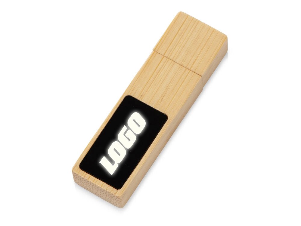 USB 2.0- флешка на 32 Гб c подсветкой логотипа Bamboo LED от компании ТОО VEER Company Group / Одежда и сувениры с логотипом - фото 1