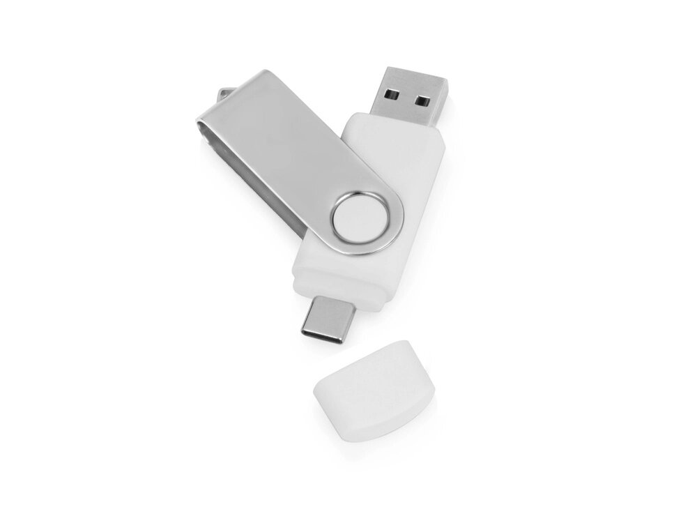 USB3.0/USB Type-C флешка на 16 Гб Квебек C, белый от компании ТОО VEER Company Group / Одежда и сувениры с логотипом - фото 1