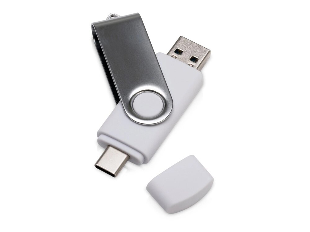 USB3.0/USB Type-C флешка на 32 Гб Квебек C, белый от компании ТОО VEER Company Group / Одежда и сувениры с логотипом - фото 1