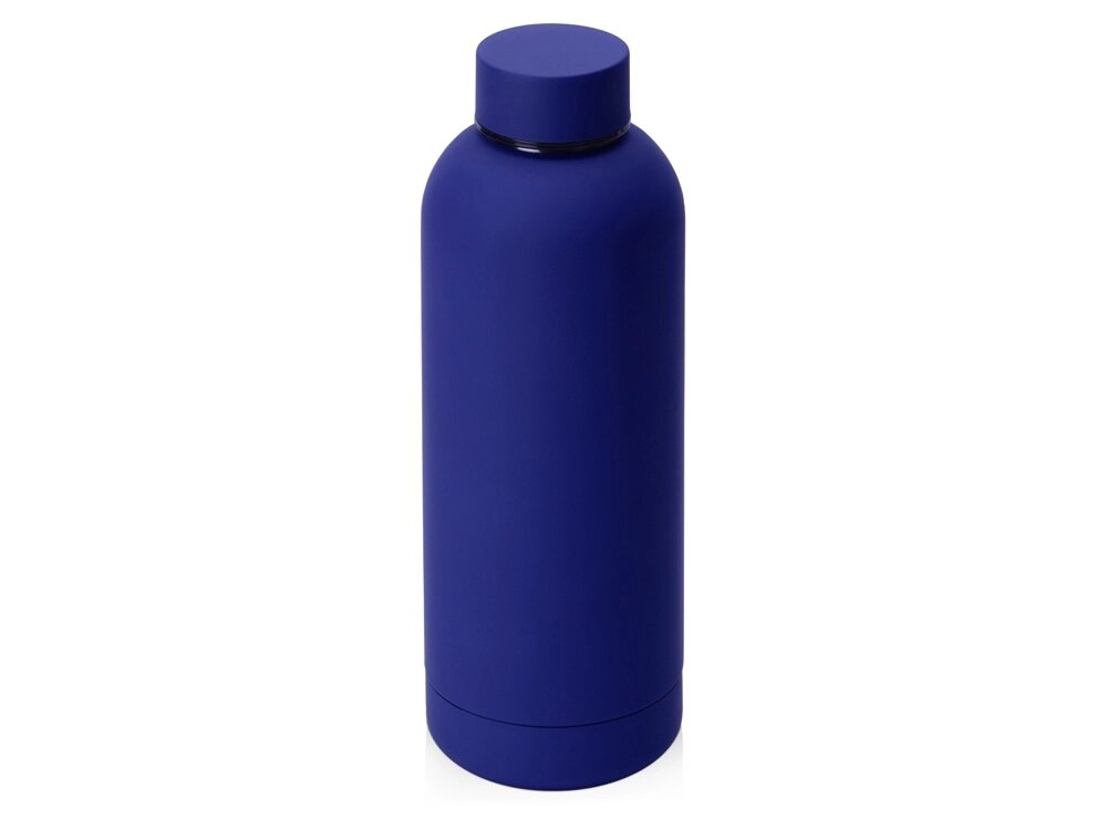 Вакуумная термобутылка Cask Waterline, soft touch, 500 мл, синий от компании ТОО VEER Company Group / Одежда и сувениры с логотипом - фото 1