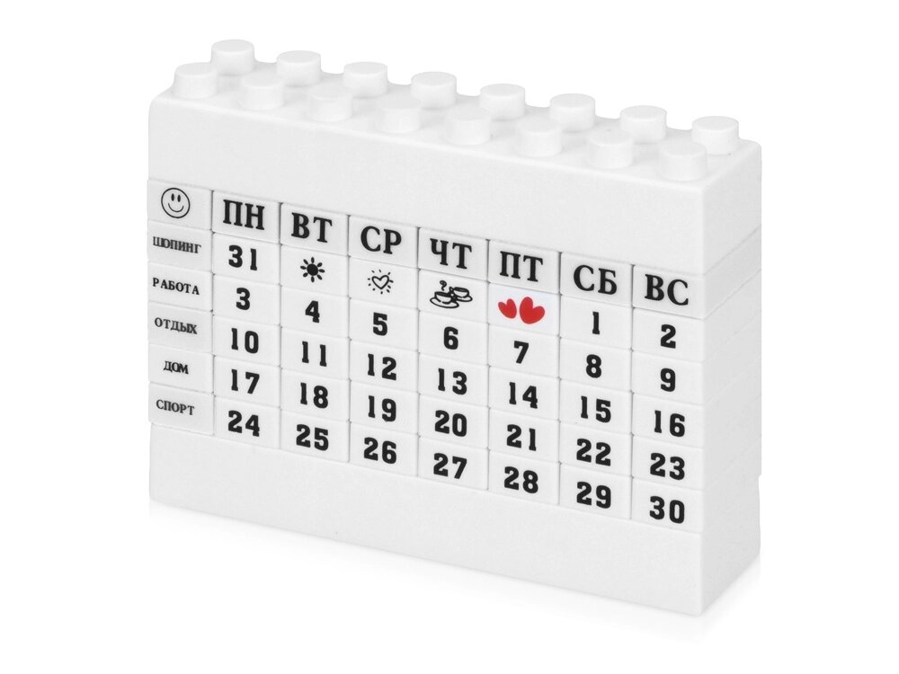 Вечный календарь в виде конструктора, белый от компании ТОО VEER Company Group / Одежда и сувениры с логотипом - фото 1