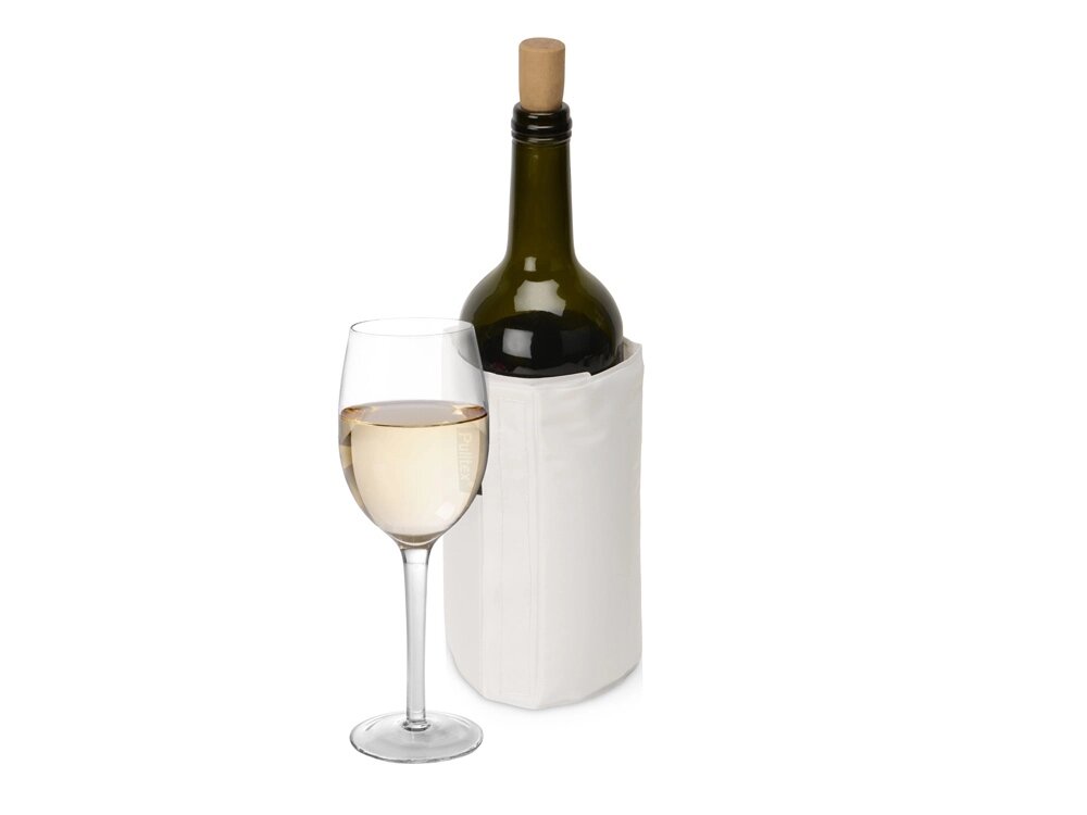 WINE COOLER SATIN WHITE/Охладитель-чехол для бутылки вина или шампанского, белый от компании ТОО VEER Company Group / Одежда и сувениры с логотипом - фото 1