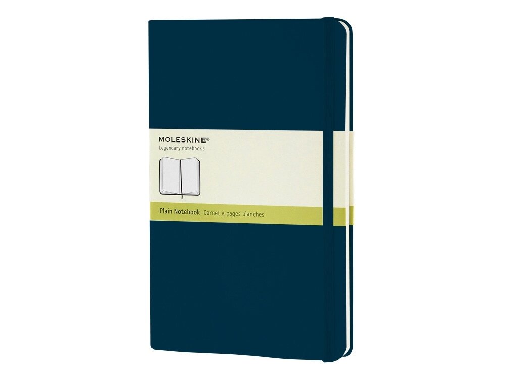 Записная книжка Moleskine Classic (нелинованный) в твердой обложке, Large (13х21см), голубой сапфир от компании ТОО VEER Company Group / Одежда и сувениры с логотипом - фото 1