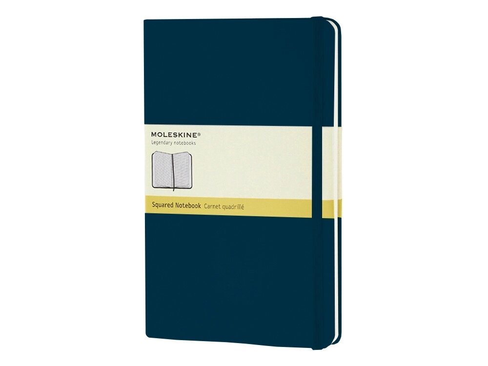 Записная книжка Moleskine Classic (в клетку) в твердой обложке, Large (13х21см), голубой сапфир от компании ТОО VEER Company Group / Одежда и сувениры с логотипом - фото 1