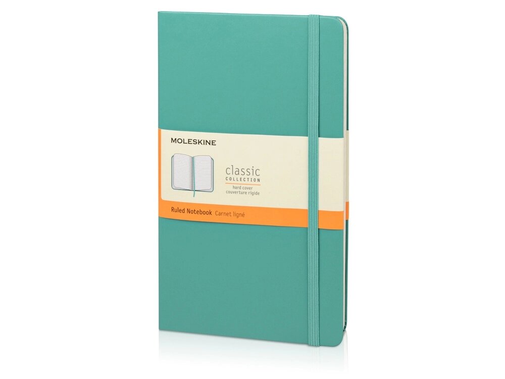 Записная книжка Moleskine Classic (в линейку) в твердой обложке, Large (13х21см), морская волна от компании ТОО VEER Company Group / Одежда и сувениры с логотипом - фото 1