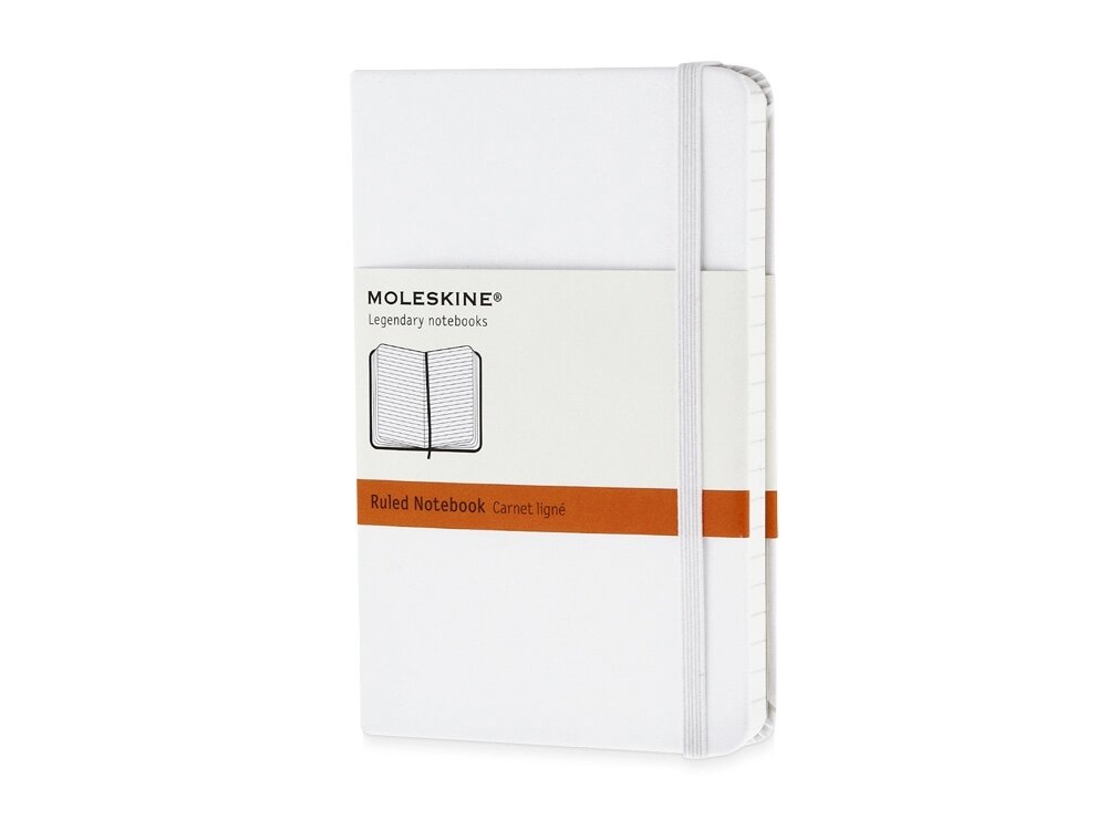 Записная книжка Moleskine Classic (в линейку) в твердой обложке, Pocket (9x14см), белый от компании ТОО VEER Company Group / Одежда и сувениры с логотипом - фото 1