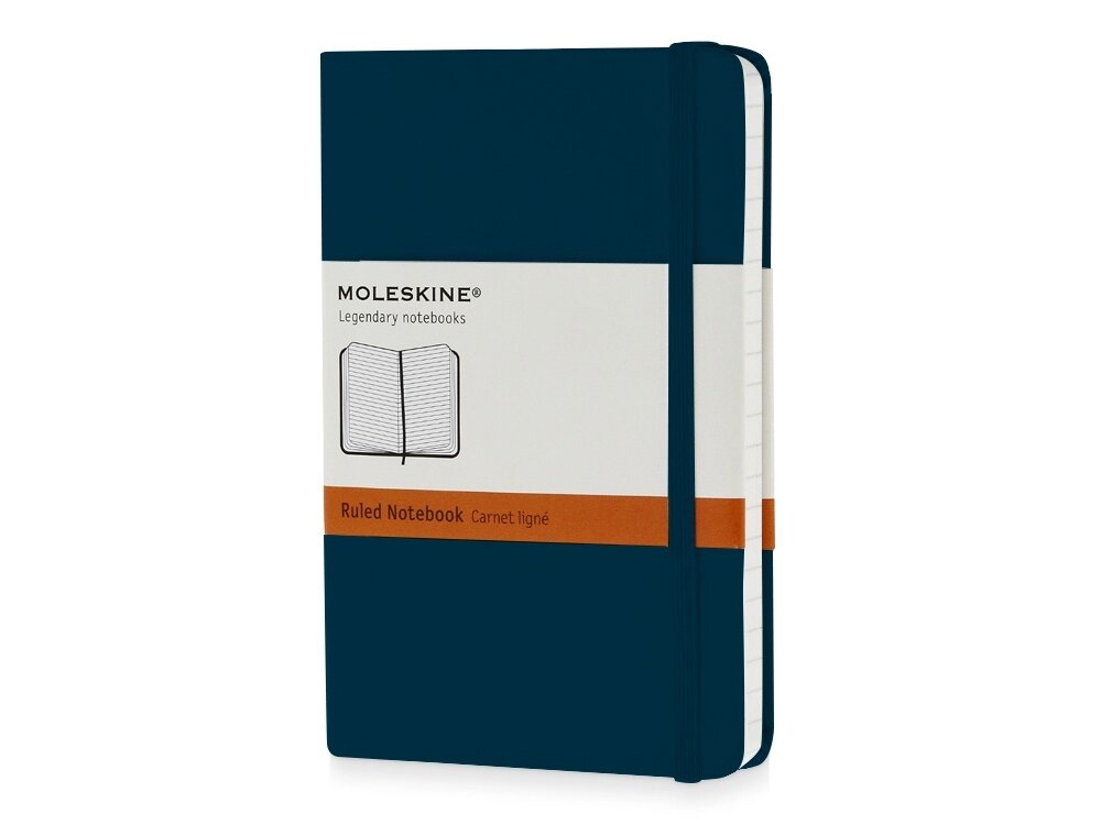 Записная книжка Moleskine Classic (в линейку) в твердой обложке, Pocket (9x14см), голубой сапфир от компании ТОО VEER Company Group / Одежда и сувениры с логотипом - фото 1