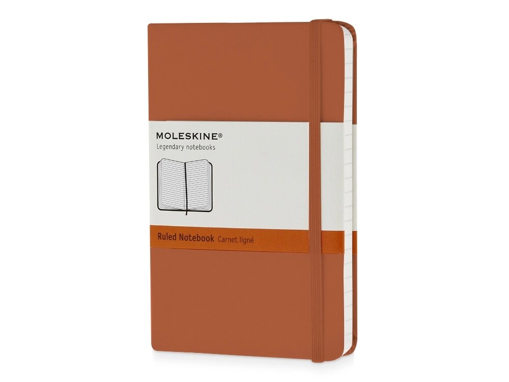 Записная книжка Moleskine Classic (в линейку) в твердой обложке, Pocket (9x14см), оранжевый коралл от компании ТОО VEER Company Group / Одежда и сувениры с логотипом - фото 1