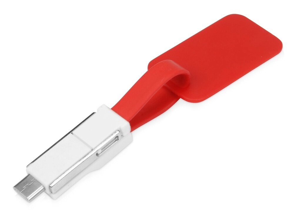 Зарядный кабель 3-в-1 Charge-it, красный от компании ТОО VEER Company Group / Одежда и сувениры с логотипом - фото 1