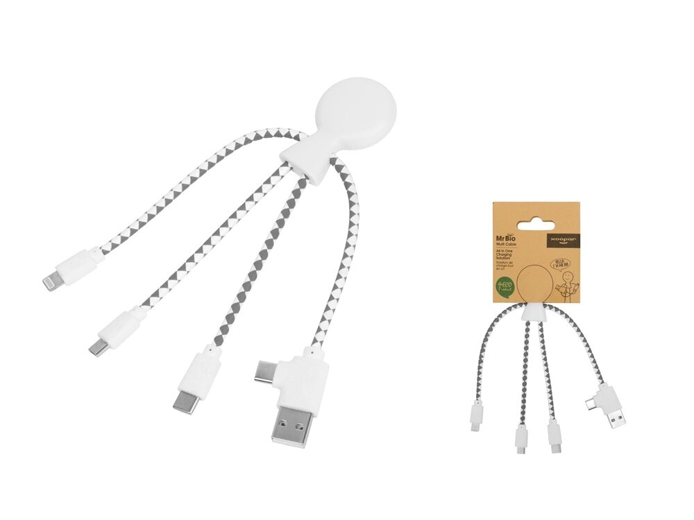 Зарядный кабель Mr. Bio в картонном блистере от компании ТОО VEER Company Group / Одежда и сувениры с логотипом - фото 1