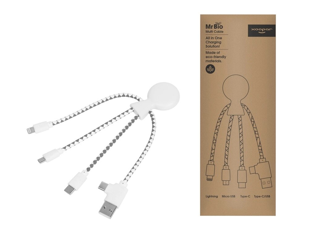 Зарядный кабель Mr. Bio в картонной упаковке от компании ТОО VEER Company Group / Одежда и сувениры с логотипом - фото 1