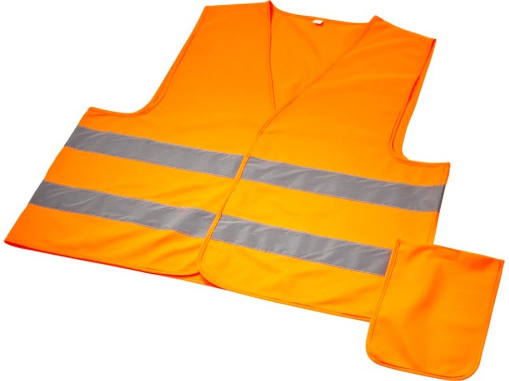 Защитный жилет Watch-out в чехле, неоново-оранжевый от компании ТОО VEER Company Group / Одежда и сувениры с логотипом - фото 1