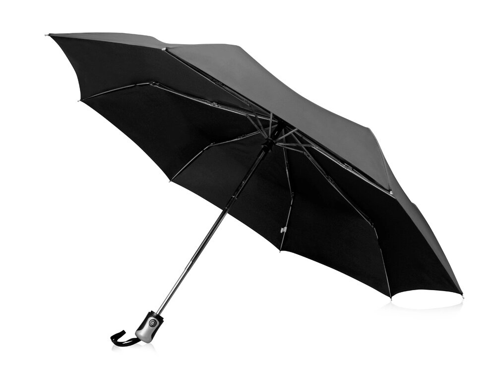 Зонт Alex трехсекционный автоматический 21,5, черный от компании ТОО VEER Company Group / Одежда и сувениры с логотипом - фото 1