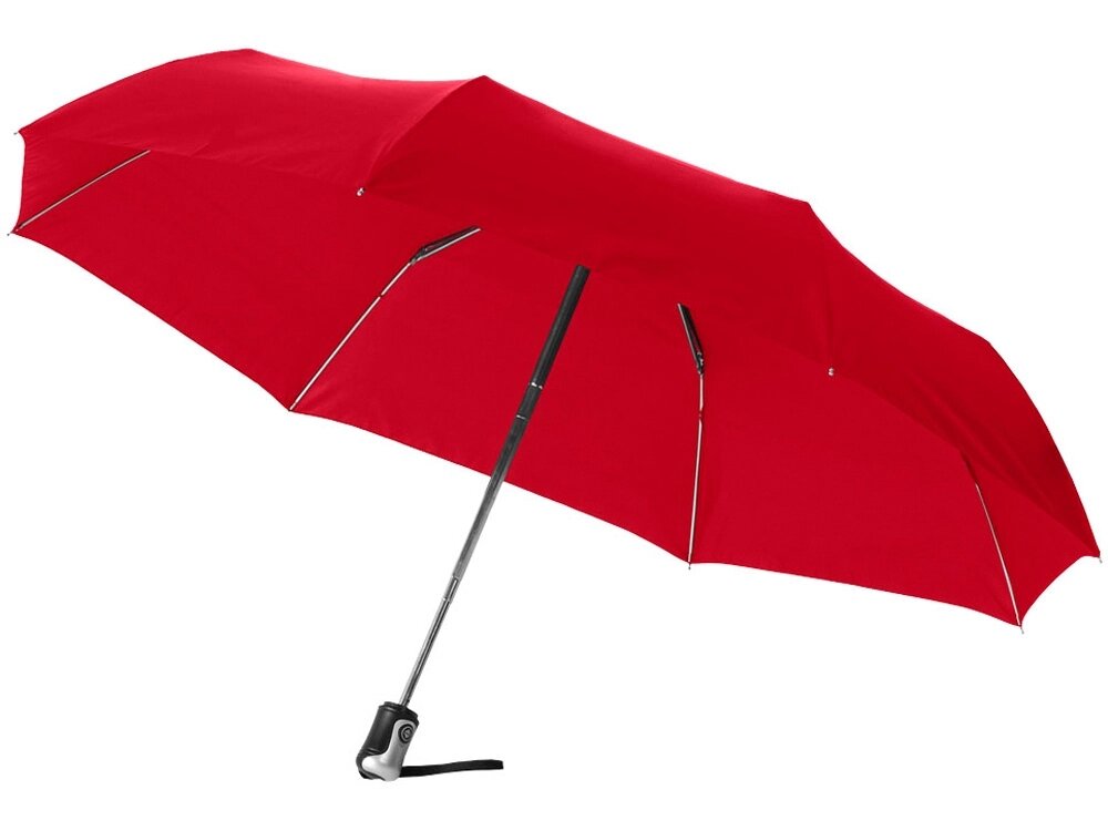 Зонт Alex трехсекционный автоматический 21,5, красный от компании ТОО VEER Company Group / Одежда и сувениры с логотипом - фото 1