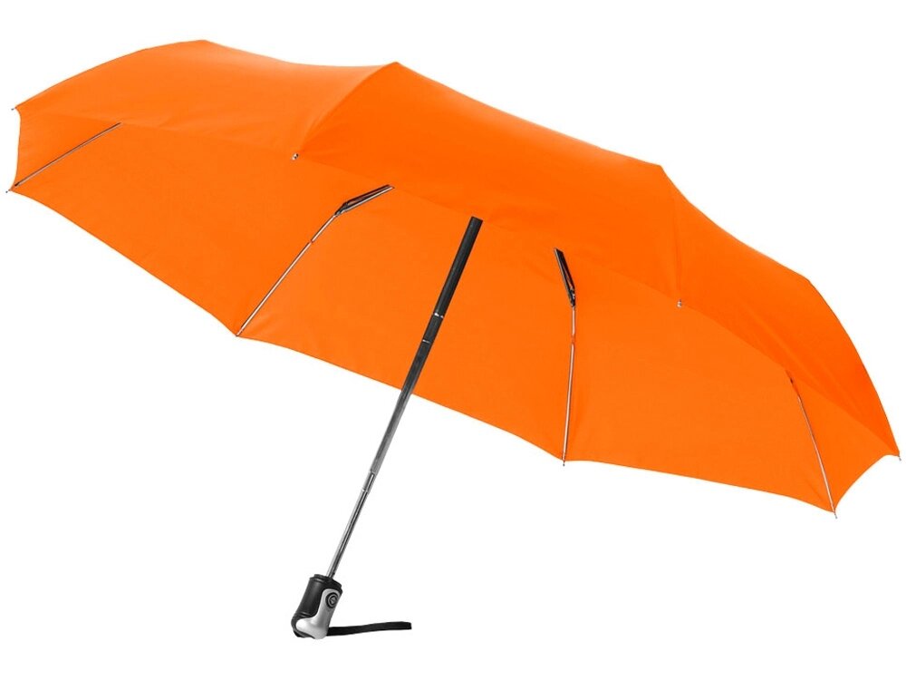 Зонт Alex трехсекционный автоматический 21,5, оранжевый от компании ТОО VEER Company Group / Одежда и сувениры с логотипом - фото 1