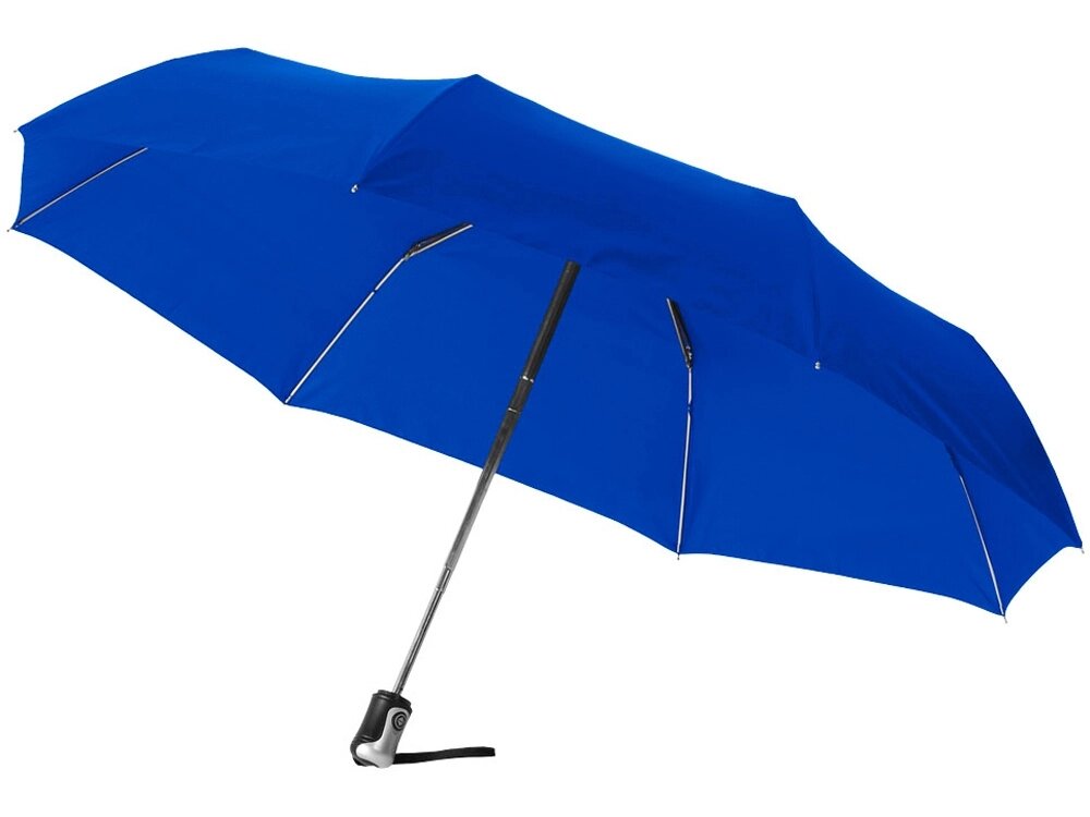 Зонт Alex трехсекционный автоматический 21,5, ярко-синий от компании ТОО VEER Company Group / Одежда и сувениры с логотипом - фото 1