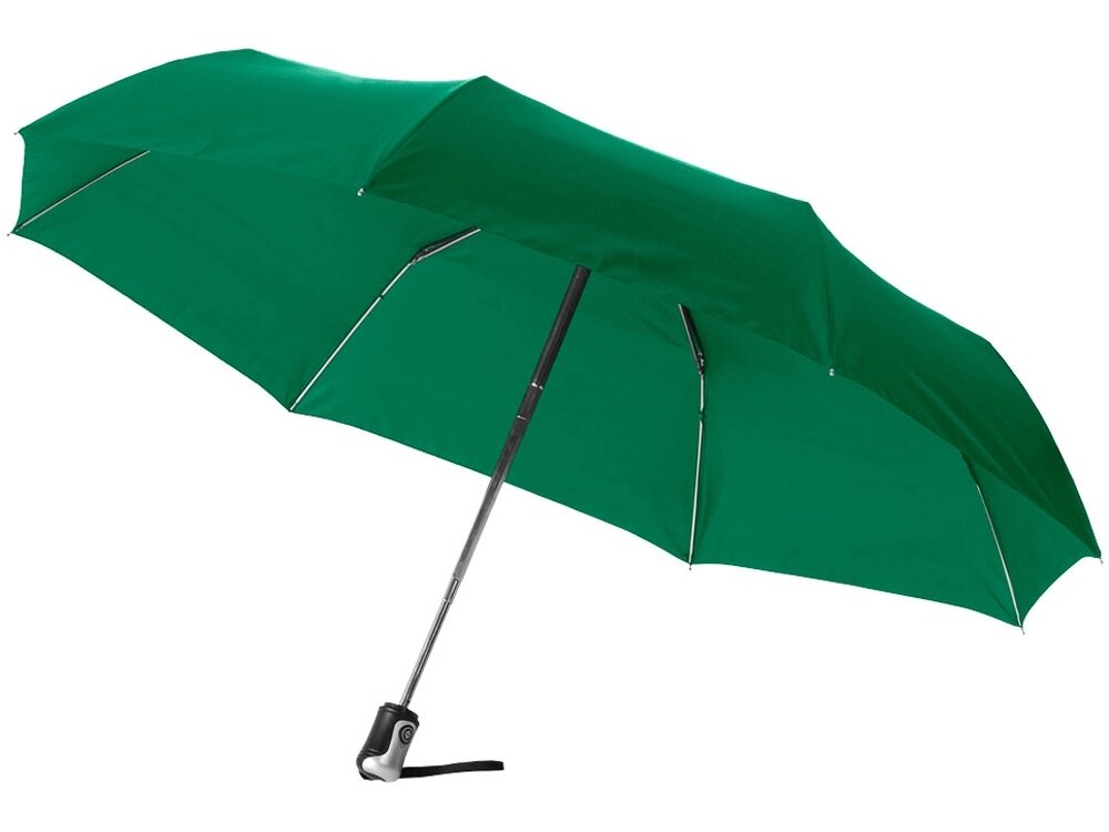 Зонт Alex трехсекционный автоматический 21,5, зеленый от компании ТОО VEER Company Group / Одежда и сувениры с логотипом - фото 1