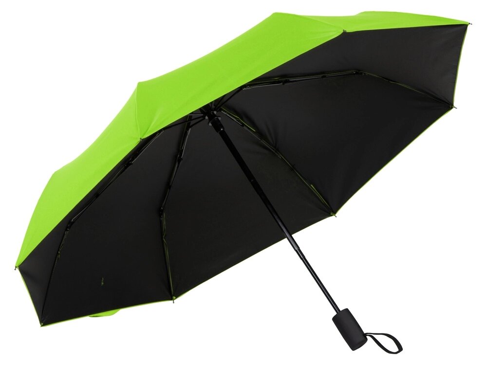 Зонт-автомат Dual с двухцветным куполом, зеленое яблоко/черный от компании ТОО VEER Company Group / Одежда и сувениры с логотипом - фото 1