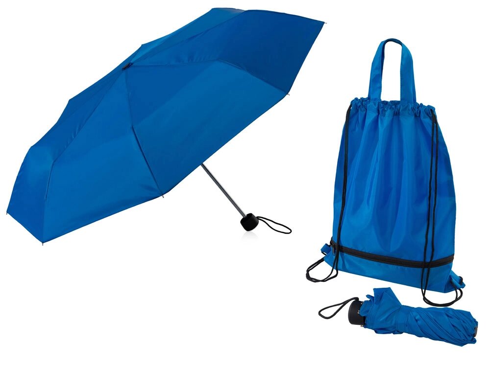 Зонт Picau из переработанного пластика в сумочке, синий от компании ТОО VEER Company Group / Одежда и сувениры с логотипом - фото 1