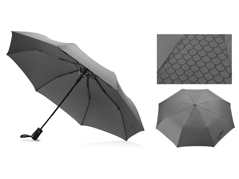 Зонт-полуавтомат складной Marvy с проявляющимся рисунком, серый от компании ТОО VEER Company Group / Одежда и сувениры с логотипом - фото 1