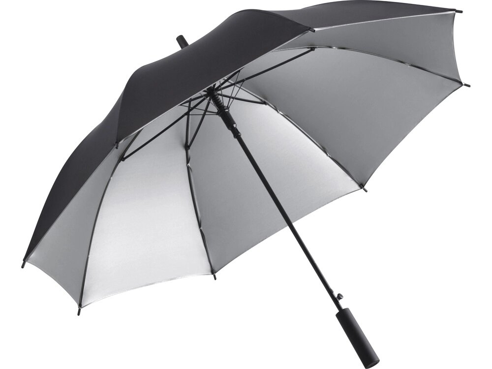 Зонт-трость 1159 Double face полуавтомат, черный/серебристый от компании ТОО VEER Company Group / Одежда и сувениры с логотипом - фото 1