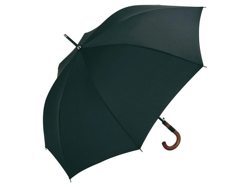 Зонт-трость 4132 Fop с деревянной ручкой, полуавтомат, черный от компании ТОО VEER Company Group / Одежда и сувениры с логотипом - фото 1