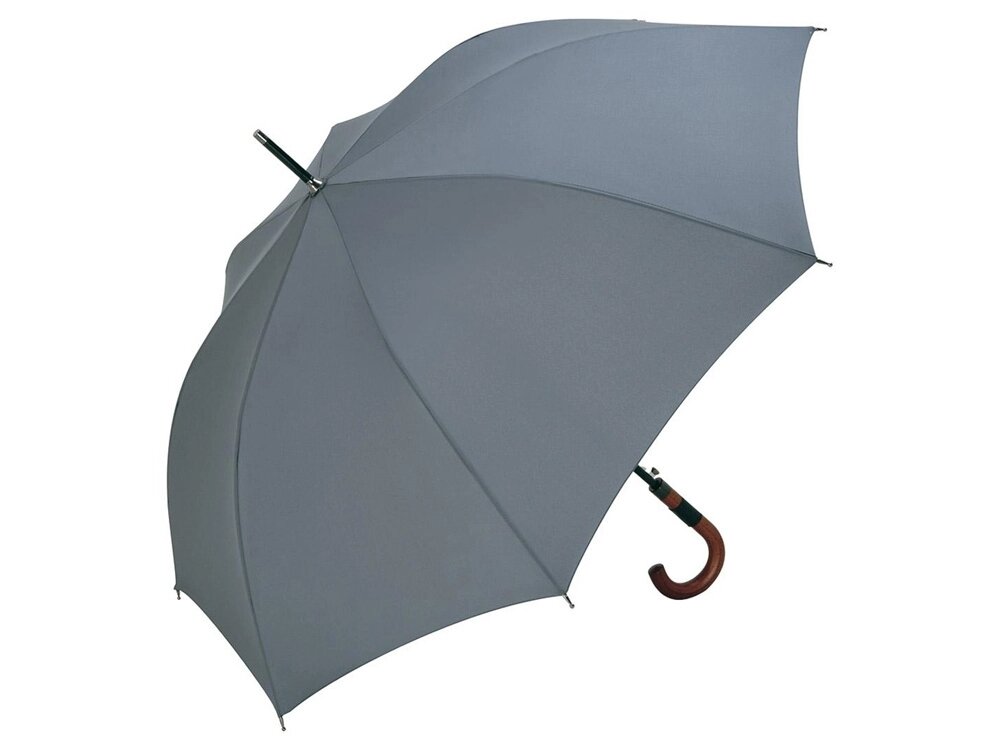 Зонт-трость 4132 Fop с деревянной ручкой, полуавтомат, серый от компании ТОО VEER Company Group / Одежда и сувениры с логотипом - фото 1