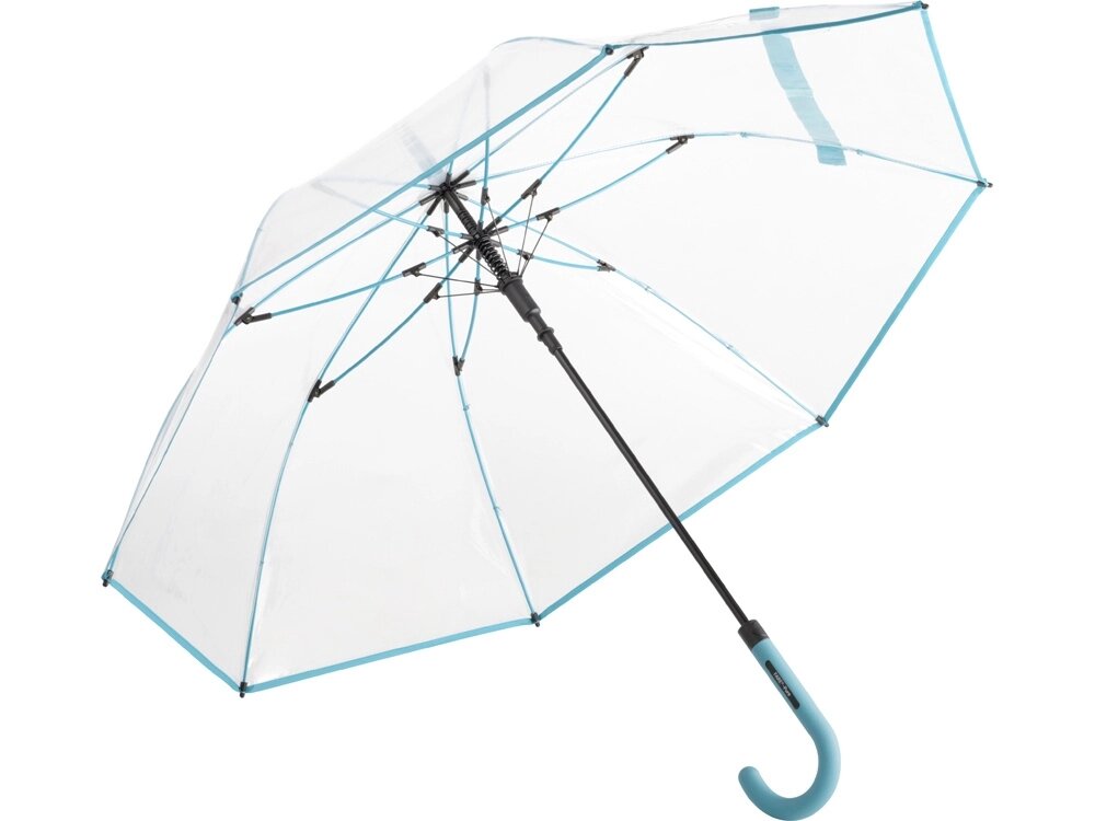 Зонт-трость 7112 Pure с прозрачным куполом, полуавтомат, прозрачный/бирюзовый от компании ТОО VEER Company Group / Одежда и сувениры с логотипом - фото 1