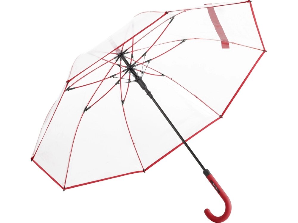Зонт-трость 7112 Pure с прозрачным куполом, полуавтомат, прозрачный/красный от компании ТОО VEER Company Group / Одежда и сувениры с логотипом - фото 1