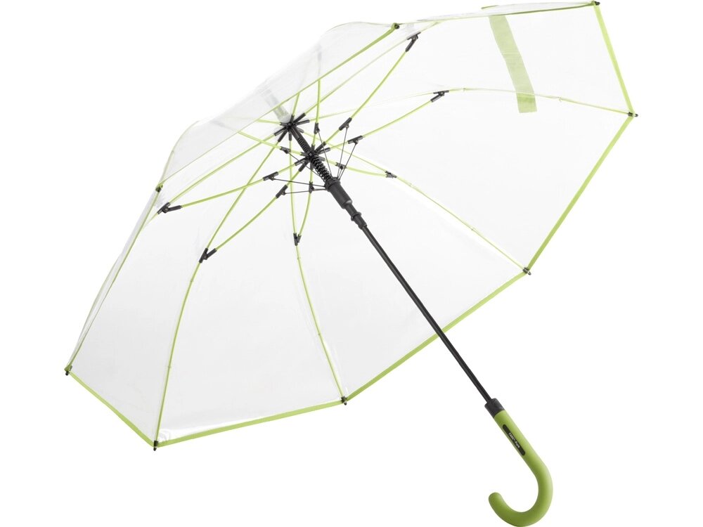 Зонт-трость 7112 Pure с прозрачным куполом, полуавтомат, прозрачный/лайм от компании ТОО VEER Company Group / Одежда и сувениры с логотипом - фото 1