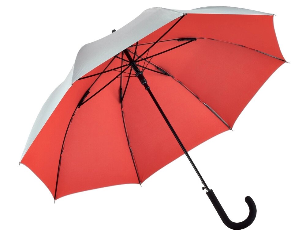 Зонт-трость 7119 Double silver, полуавтомат, серебристый/красный от компании ТОО VEER Company Group / Одежда и сувениры с логотипом - фото 1