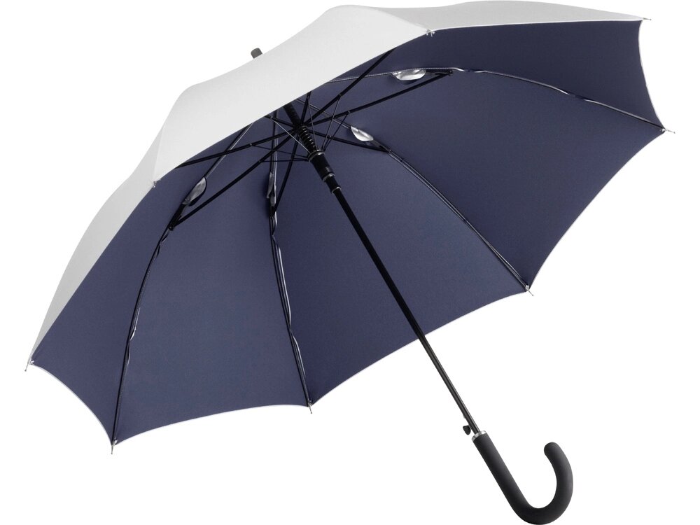Зонт-трость 7119 Double silver, полуавтомат, серебристый/темно-синий от компании ТОО VEER Company Group / Одежда и сувениры с логотипом - фото 1
