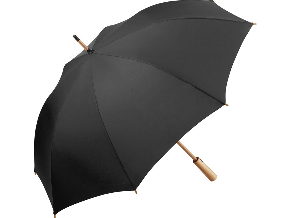 Зонт-трость 7379 Okobrella бамбуковый, полуавтомат, черный от компании ТОО VEER Company Group / Одежда и сувениры с логотипом - фото 1