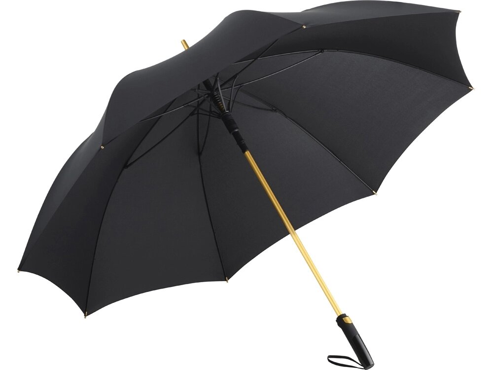 Зонт-трость 7399 Alugolf полуавтомат, черный/золотистый от компании ТОО VEER Company Group / Одежда и сувениры с логотипом - фото 1