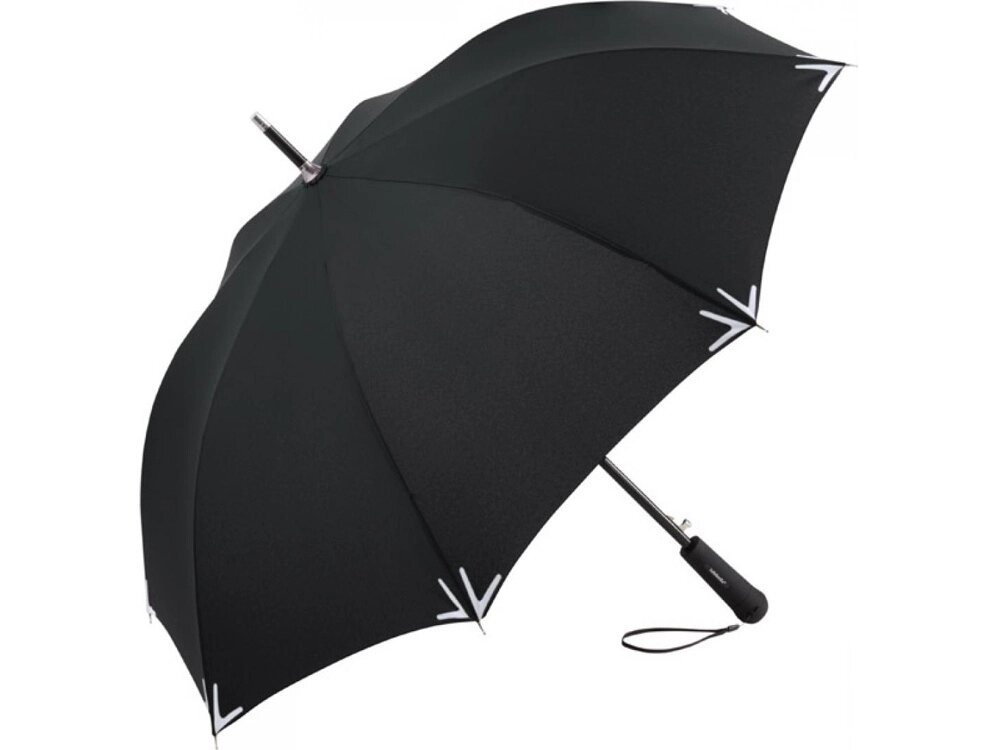 Зонт-трость 7571 Safebrella с фонариком и светоотражающими элементами, полуавтомат, черный от компании ТОО VEER Company Group / Одежда и сувениры с логотипом - фото 1