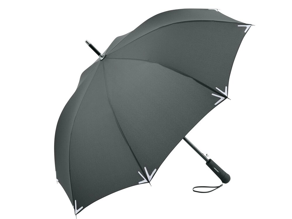Зонт-трость 7571 Safebrella с фонариком и светоотражающими элементами, полуавтомат, серый от компании ТОО VEER Company Group / Одежда и сувениры с логотипом - фото 1